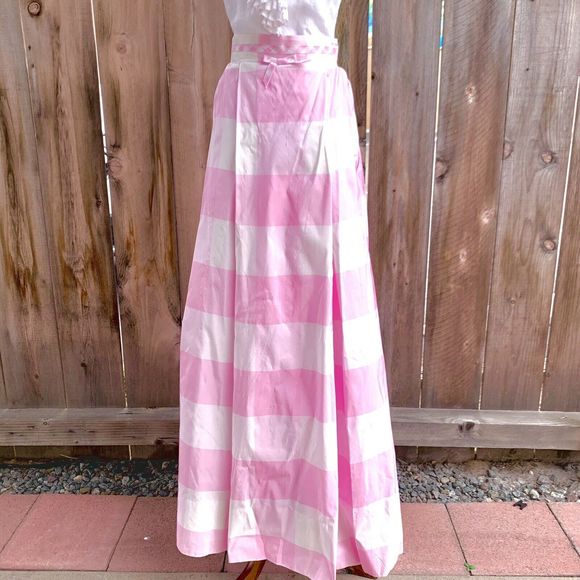 Vintage 1960 Pink Gingham Full Gown Maxi Skirt - Picture 3 of 12